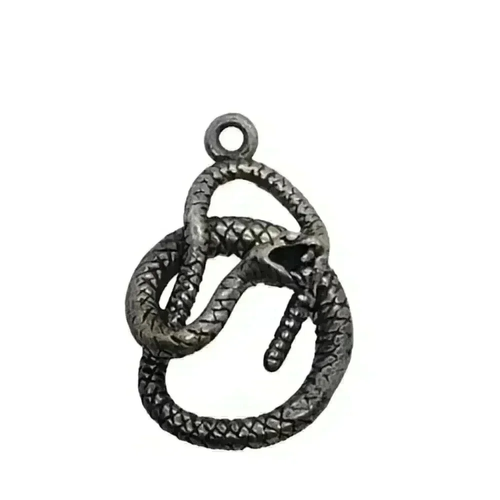 Solid 925 Sterling Silver Coiled Snake Serpent Pendant Mouth Open Charm